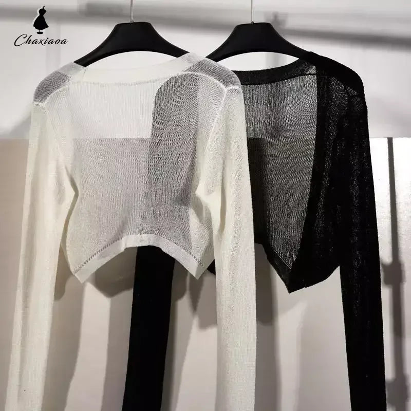 Sun-Knit Ice Silk Cardigan – Lightweight Breathable Layer with Temperature-Regulating Comfort