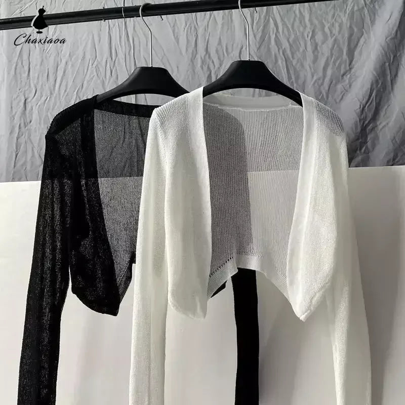 Sun-Knit Ice Silk Cardigan – Lightweight Breathable Layer with Temperature-Regulating Comfort