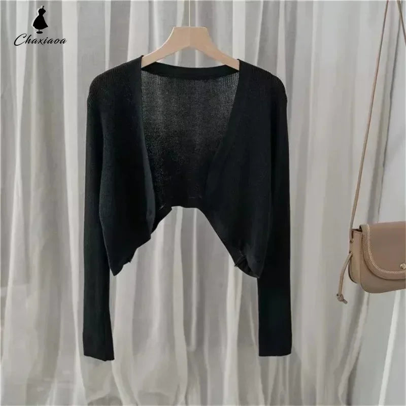 Sun-Knit Ice Silk Cardigan – Lightweight Breathable Layer with Temperature-Regulating Comfort